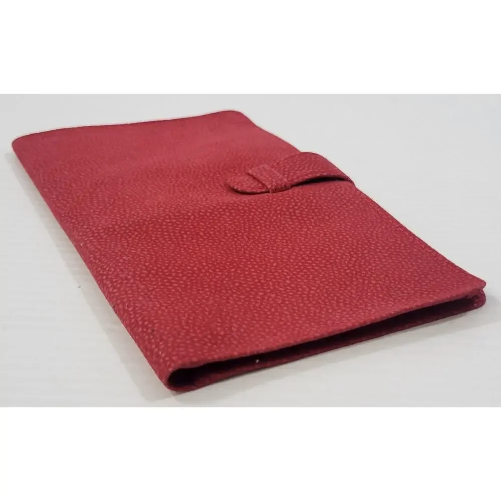 d5) Vintage Red Pebbled PVC Bi-Fold Travel ID Money Card Wallet